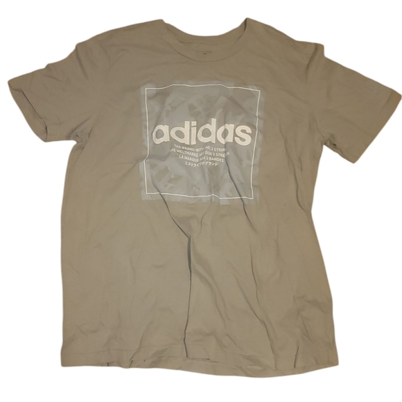 Adidas grey gray white crew neck short sleeve knit graphic tee t-shirt xl - Picture 1 of 4